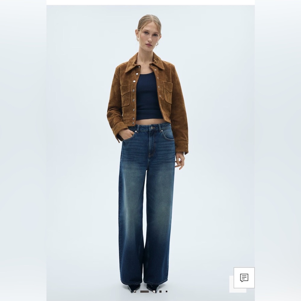MANGO - Low-rise loose-fit wide leg jeans dark blue - 14 - Woman